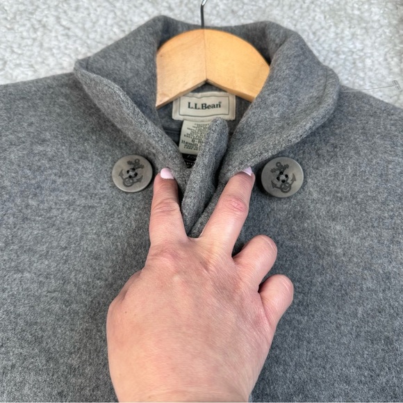 LL Bean Coat Size 8 Womens Gray Bellandi Wool Peacoat Italian Classic Nautical - Picture 9 of 13
